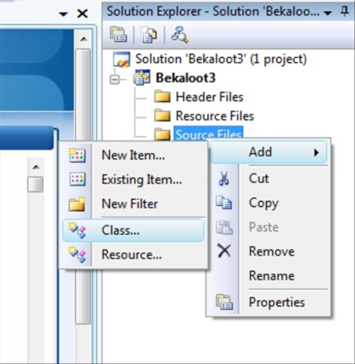 איך ליצור מחלקה ב-C++ באמצעות Visual Studio