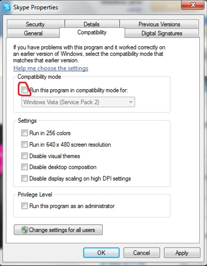 סקייפ לא נפתח- גירסה 5.3 בWindows 7 64 bit