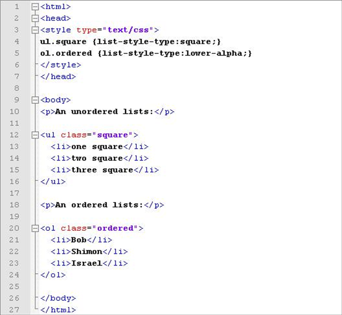 מדריך CSS מספר 8 - איך לעצב רשימות (lists)