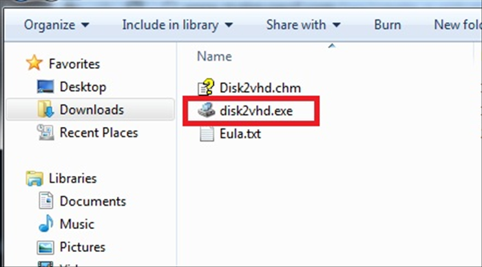 יצירת העתק מחשב במכונה וירטואלית באמצעות Disk2vhd