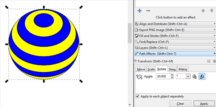 How to color a wireframe sphere with stripes in Inkscape