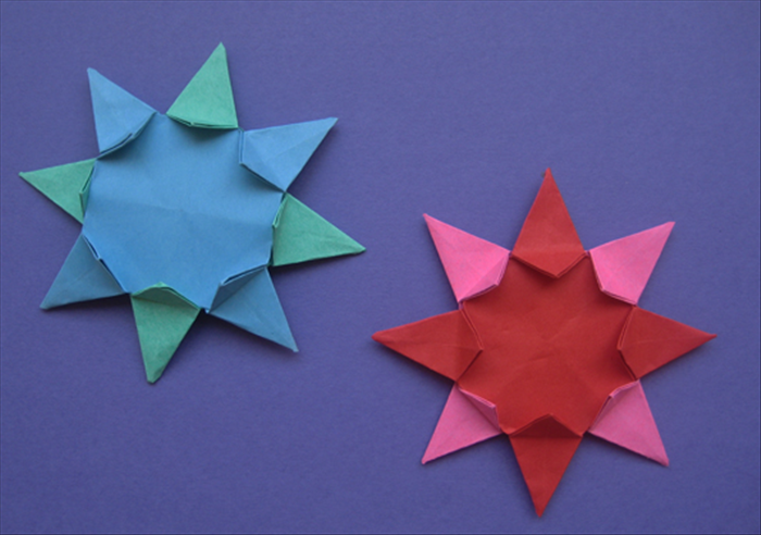 How to make an origami 8 pointed star from 2 pieces of paper