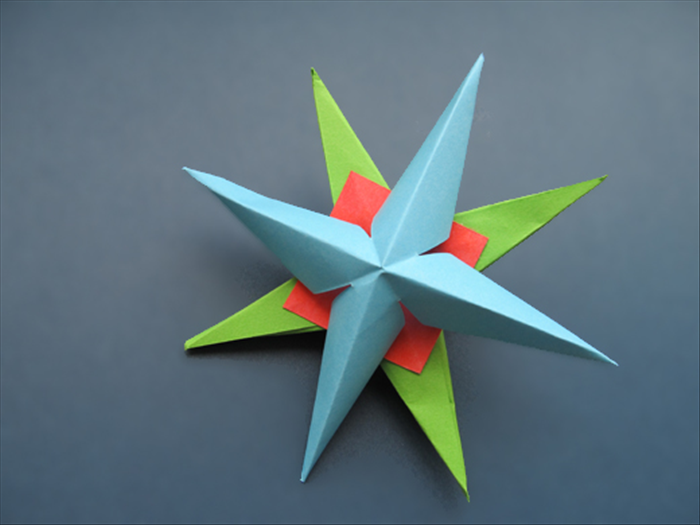 How to make a 3D star with 8 points from paper squares