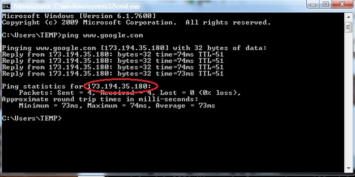 How to find out the IP address of a site
