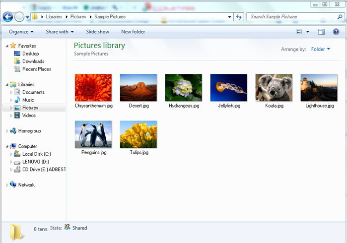 How to preview pictures in Windows 7